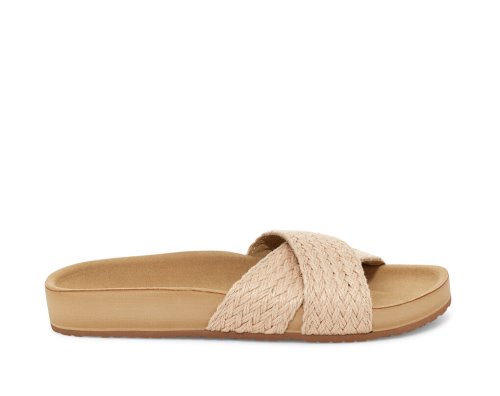 Női Szandál - Sanuk She Cruzy Jute Vegan Slide - Sanuk Khaki Cipő LGFUZC781